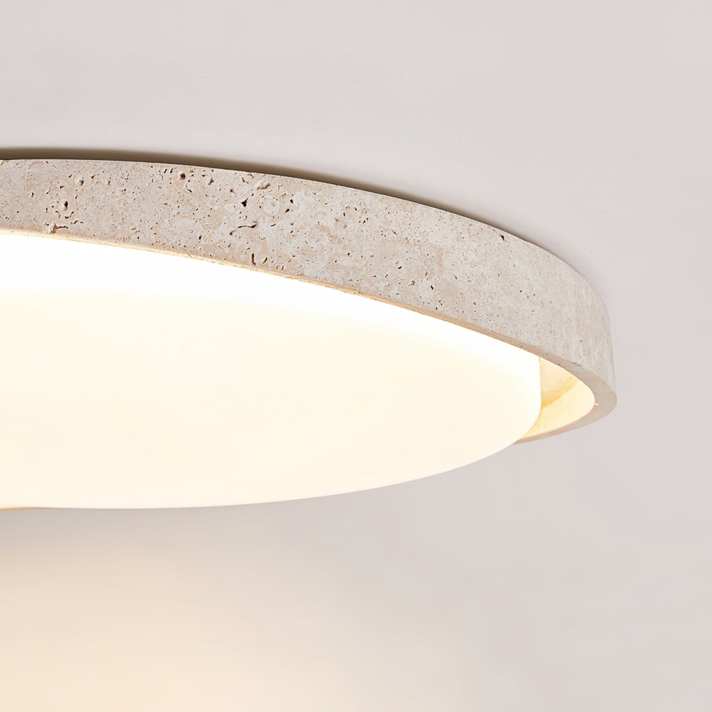 Plafonnier moderne Lamont en Travertin jaune et blanc