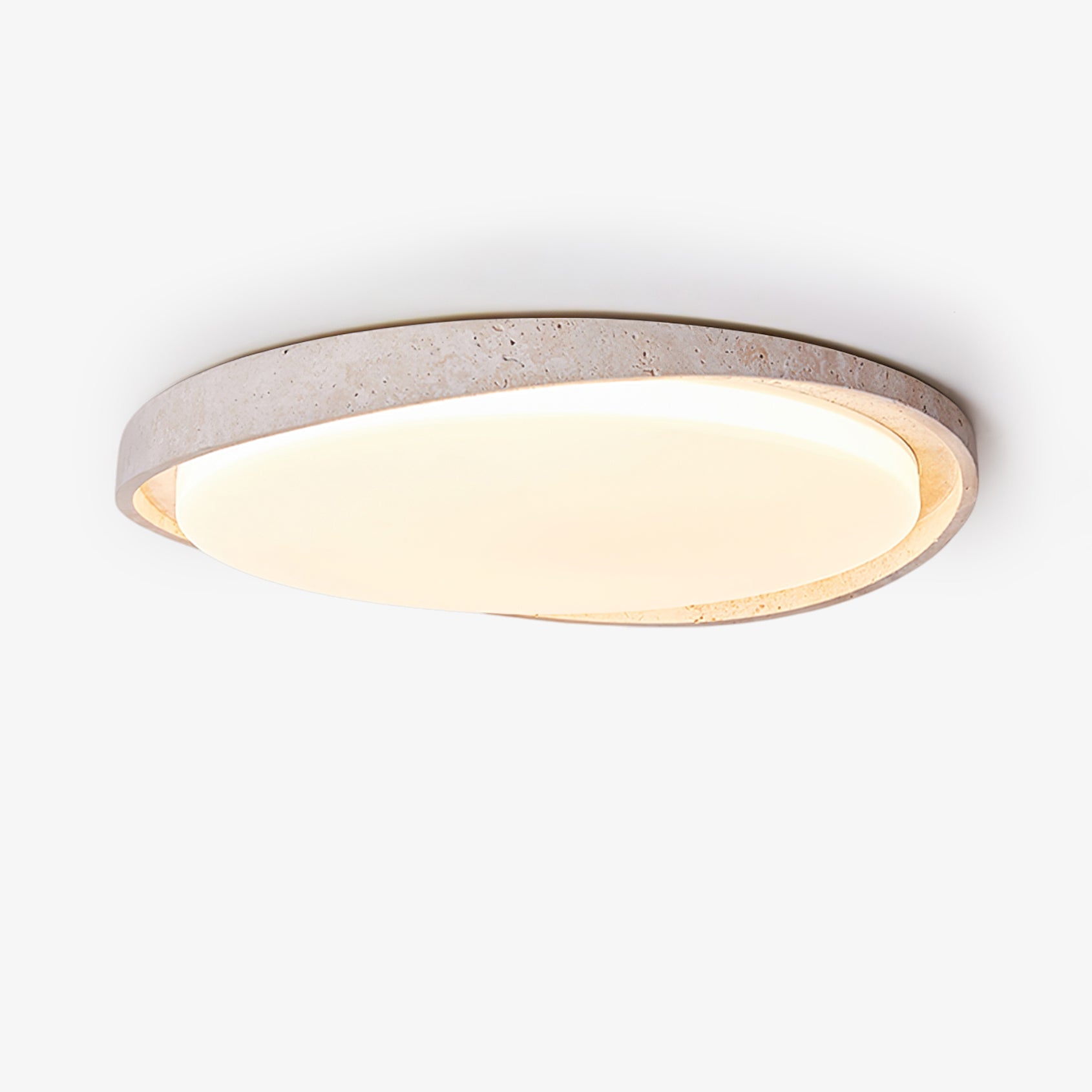 Plafonnier moderne Lamont en Travertin jaune et blanc