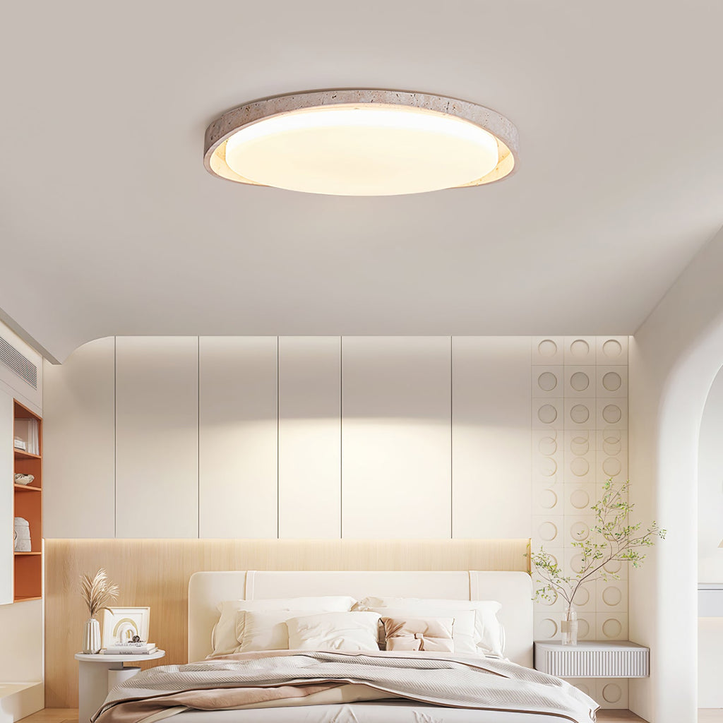Plafonnier moderne Lamont en Travertin jaune et blanc