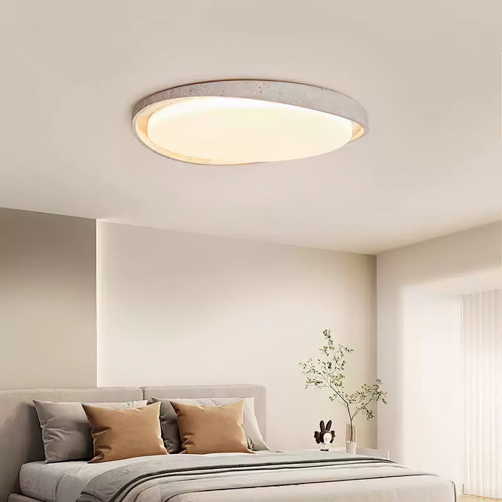 Plafonnier moderne Lamont en Travertin jaune et blanc