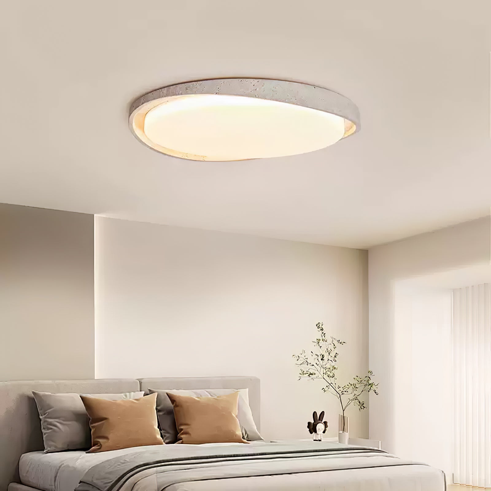 Plafonnier moderne Lamont en Travertin jaune et blanc