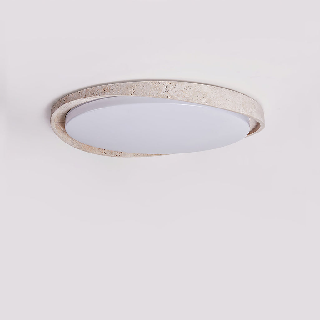 Plafonnier moderne Lamont en Travertin jaune et blanc
