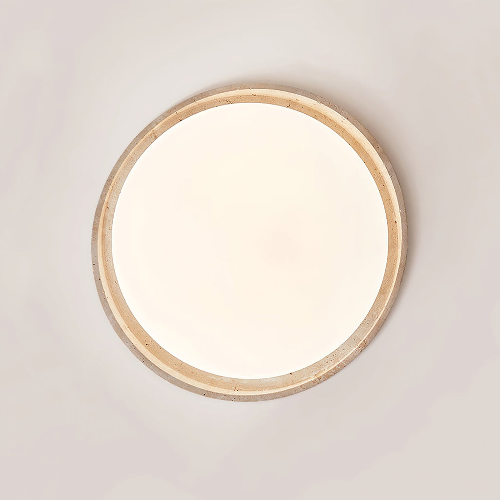 Plafonnier moderne Lamont en Travertin jaune et blanc