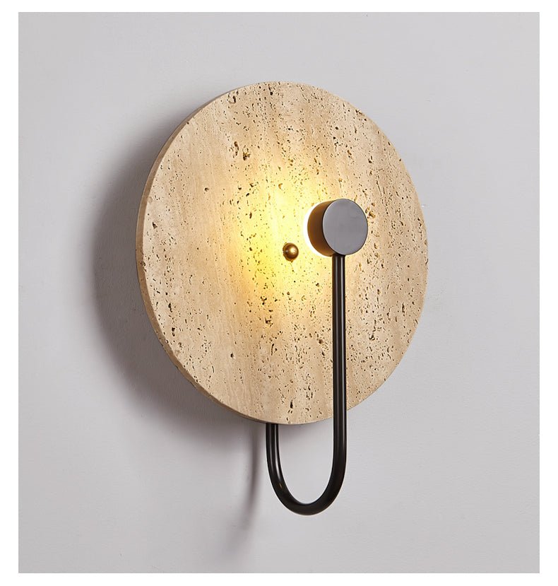 Applique murale moderne Bergthor en Noir et travertin jaune