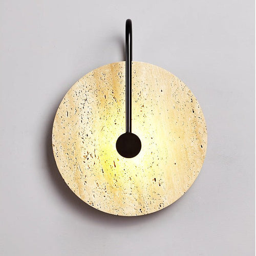 Applique murale moderne Bergthor en Noir et travertin jaune