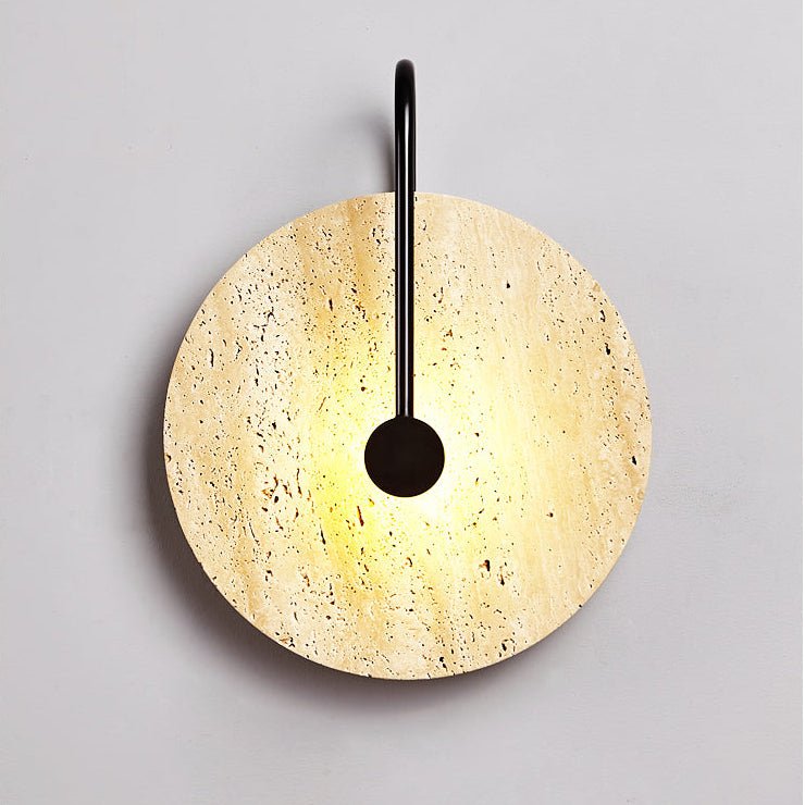 Applique murale moderne Bergthor en Noir et travertin jaune