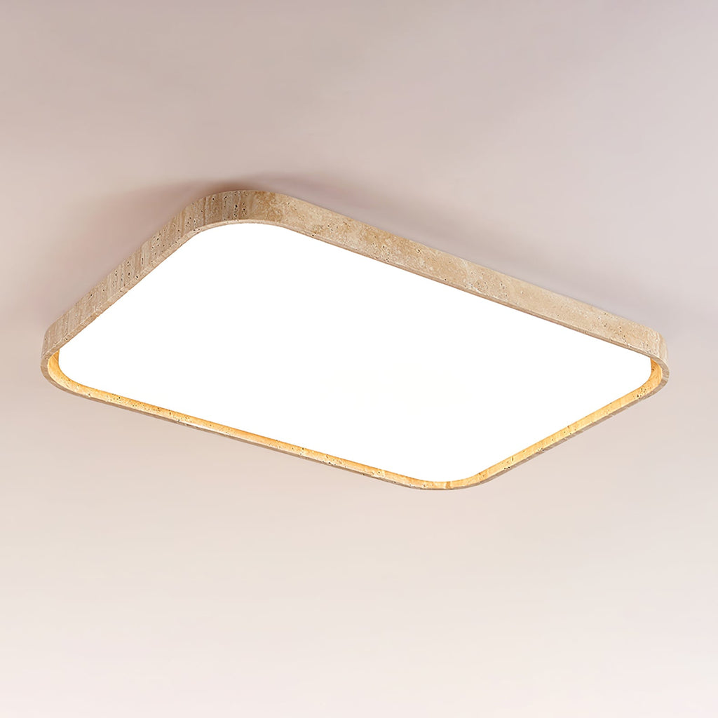 Plafonnier moderne Nigel en pierre Travertin jaune et blanc