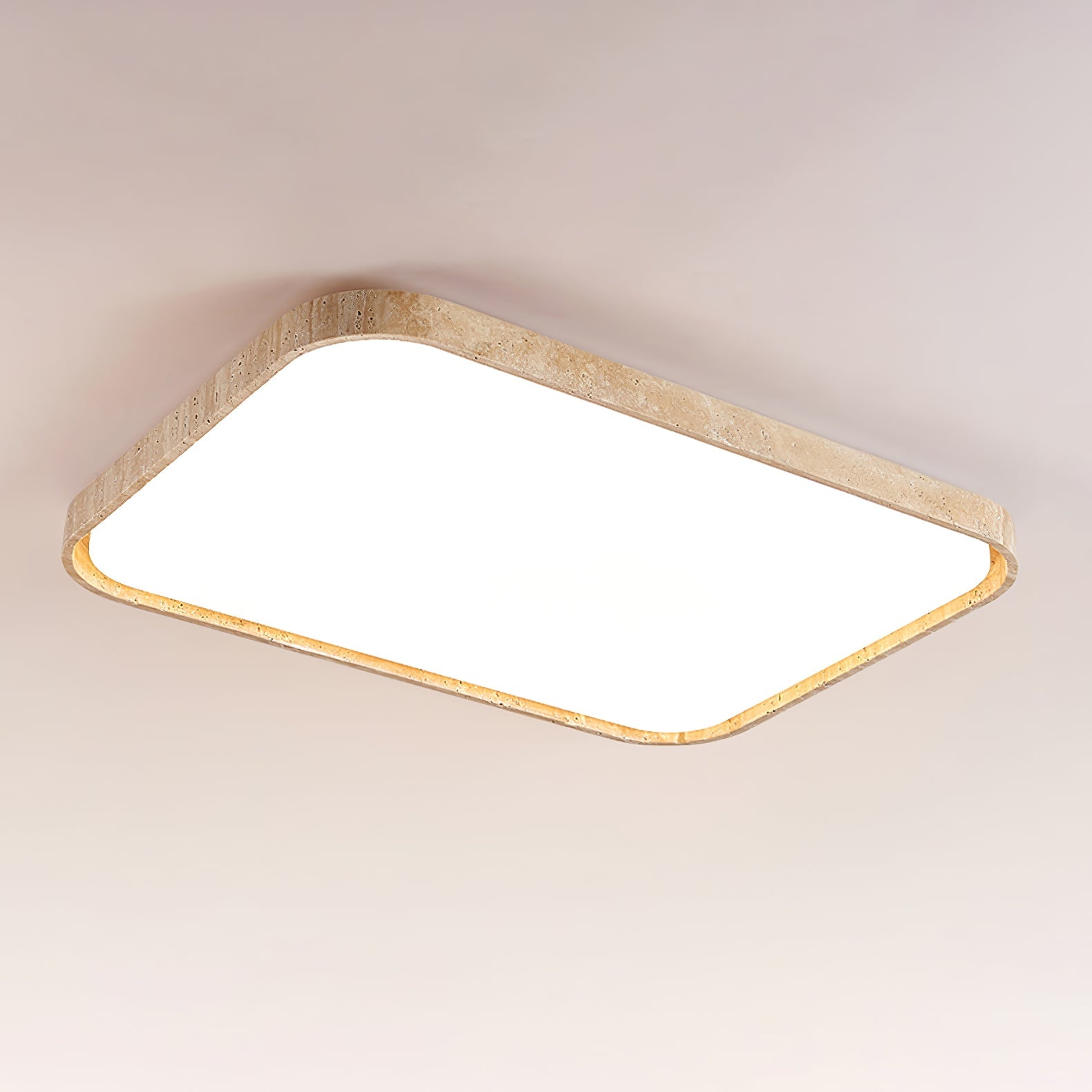 Plafonnier moderne Nigel en pierre Travertin jaune et blanc