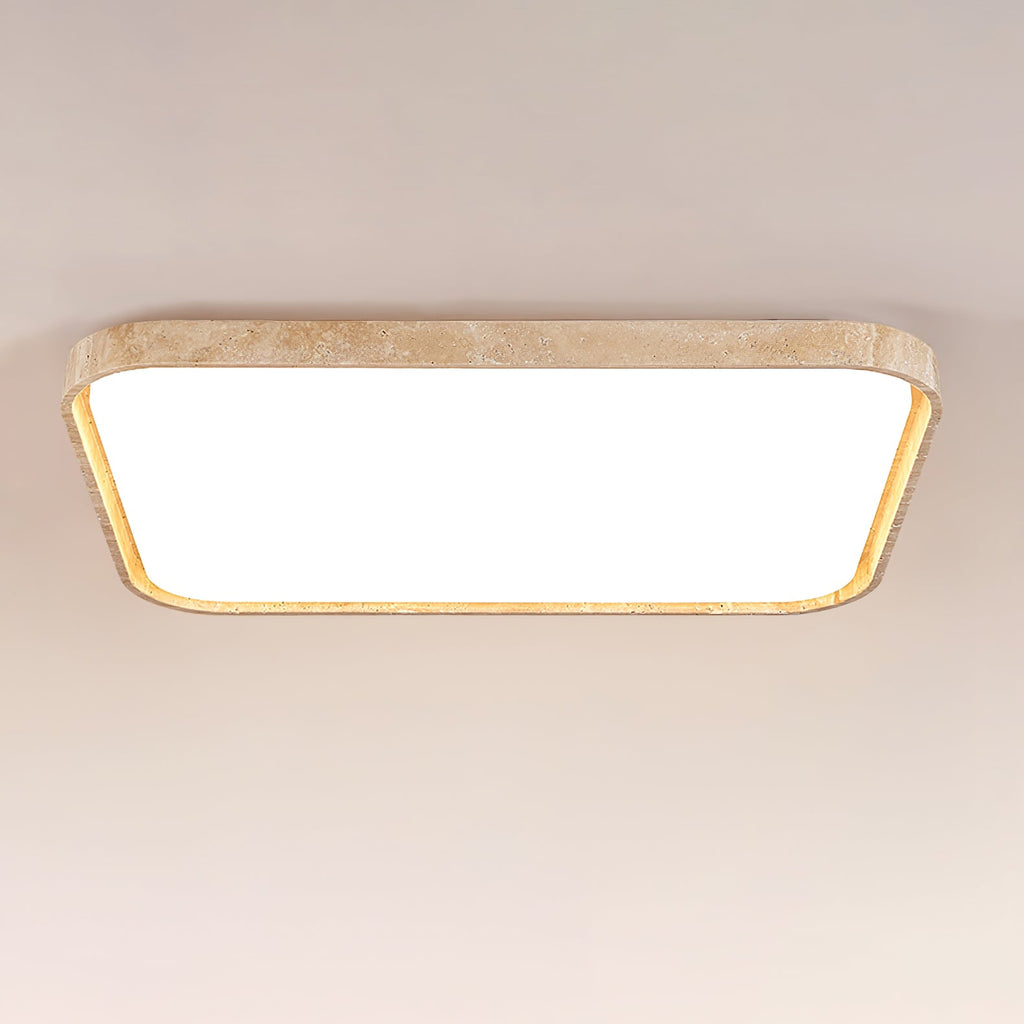 Plafonnier moderne Nigel en pierre Travertin jaune et blanc