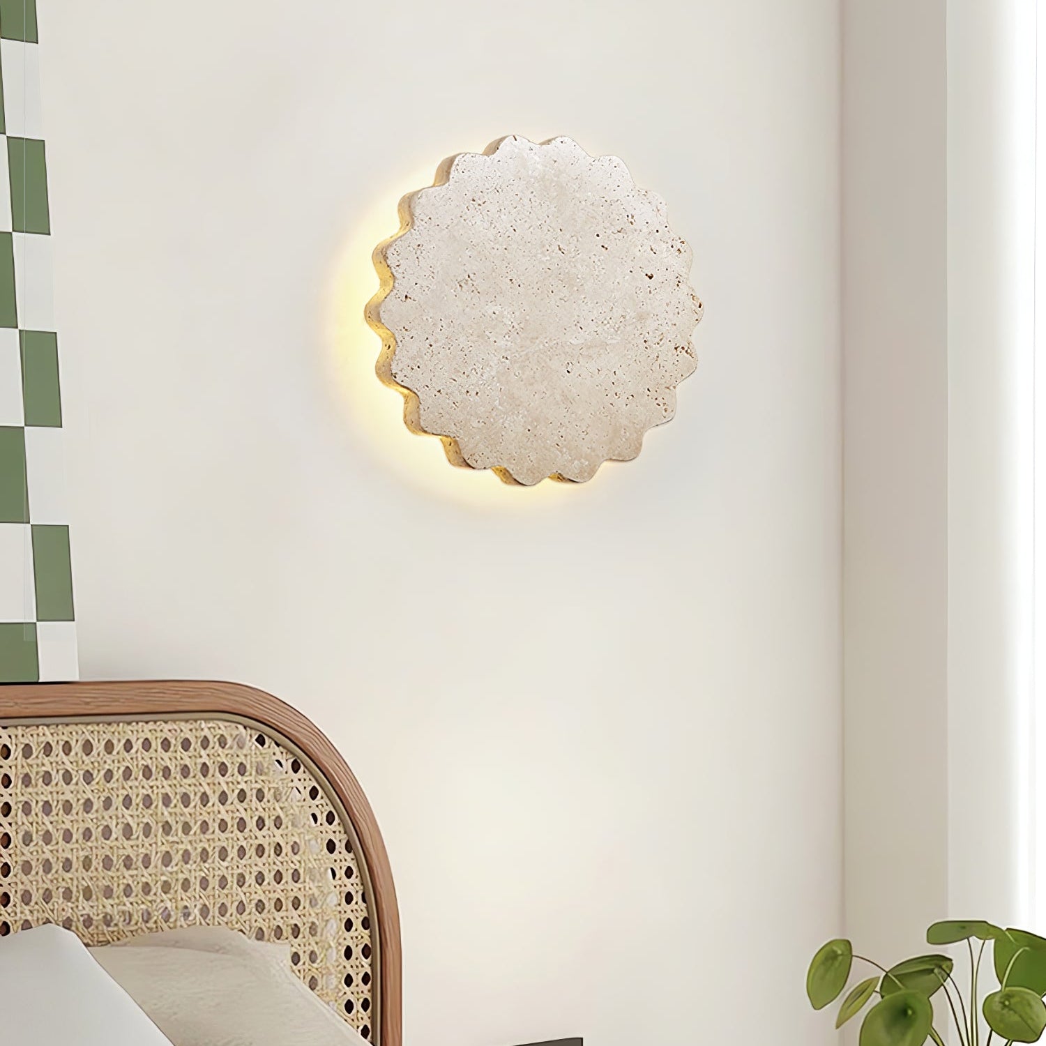 Applique murale moderne Vebjorn en Travertin jaune