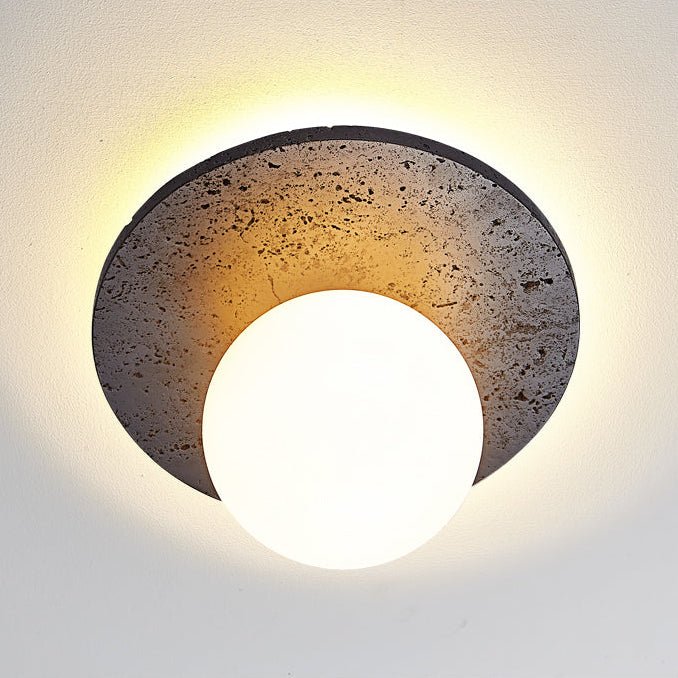 Plafonnier moderne Sigfast en Noir travertin et blanc