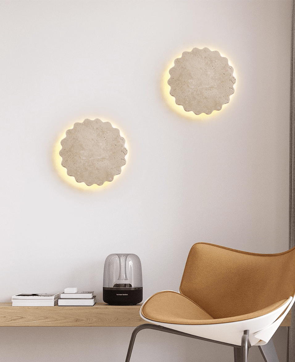 Applique murale moderne Vebjorn en Travertin jaune