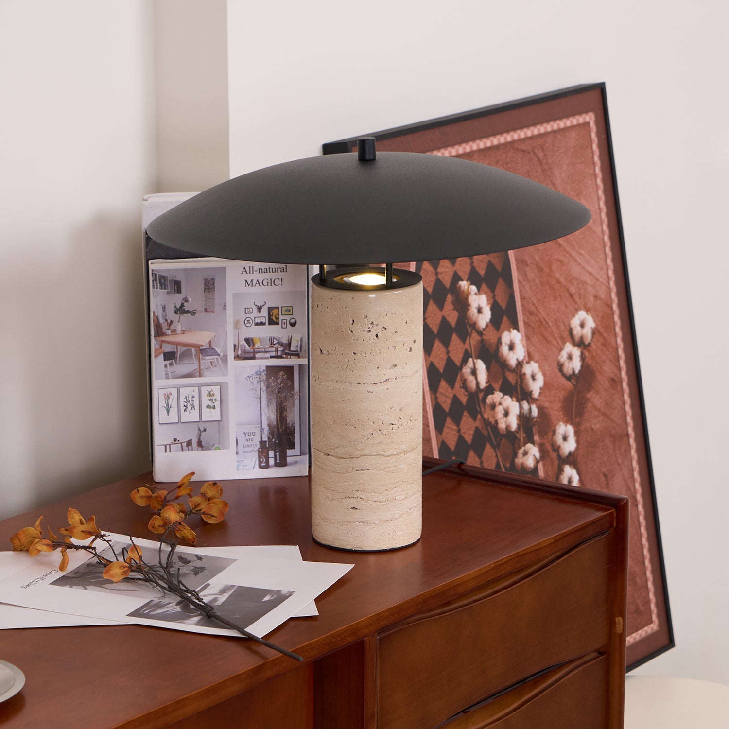 Lampe à poser moderne Loch en Travertin