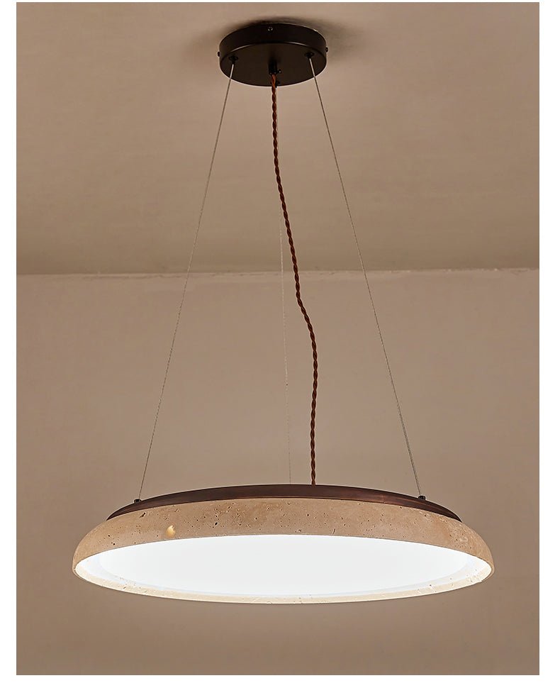 Suspension moderne Orel en Travertin jaune et foncé noyer
