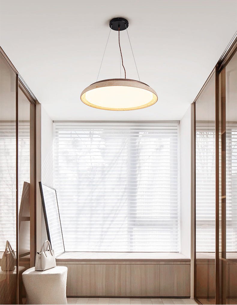 Suspension moderne Orel en Travertin jaune et foncé noyer