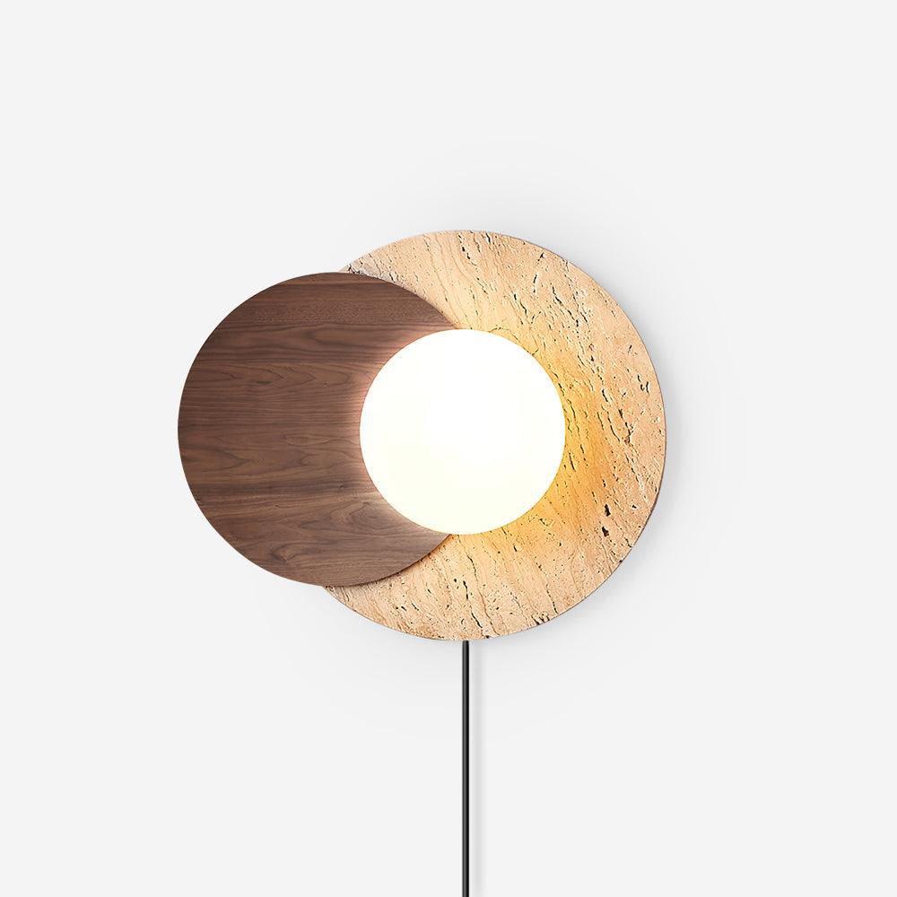 Applique murale moderne Okko en Travertin Bois et beige