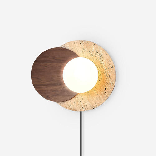 Applique murale moderne Okko en Travertin Bois et beige