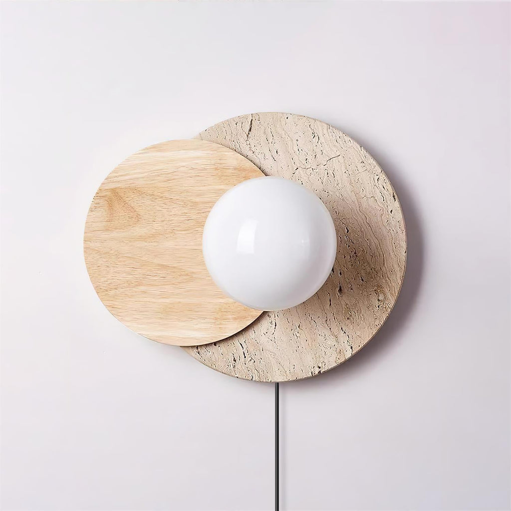 Applique murale moderne Okko en Travertin Bois et beige