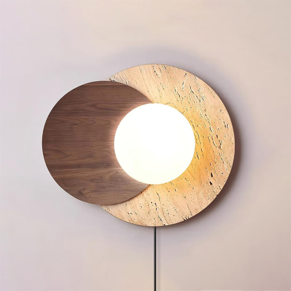 Applique murale moderne Okko en Travertin Noyer et beige