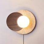 Applique murale moderne Okko en Travertin Noyer et beige