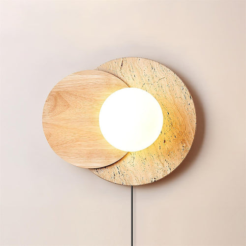 Applique murale moderne Okko en Travertin Bois et beige