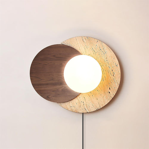 Applique murale moderne Okko en Travertin Noyer et beige