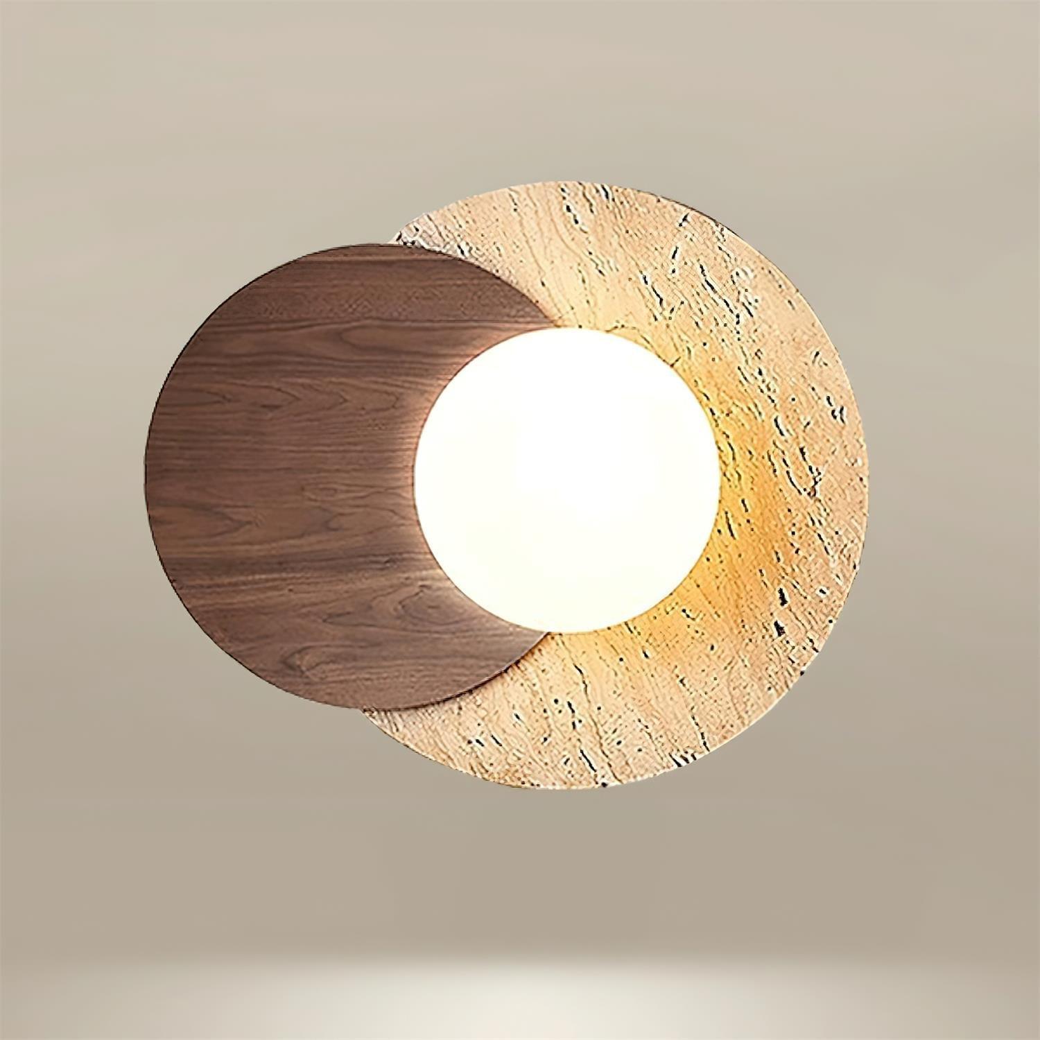 Applique murale moderne Milton en Verre Noyer et beige