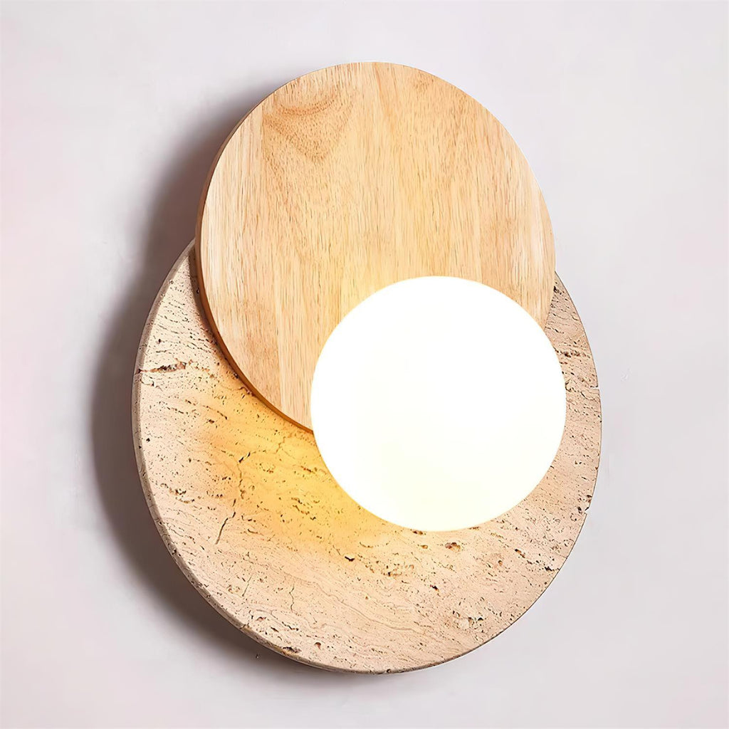 Applique murale moderne Milton en Verre Noyer et beige