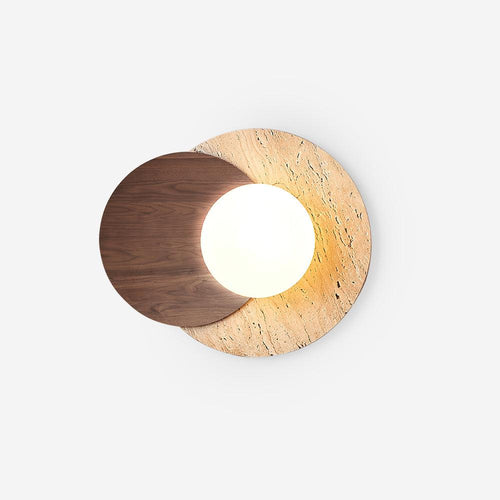 Applique murale moderne Milton en Verre Noyer et beige