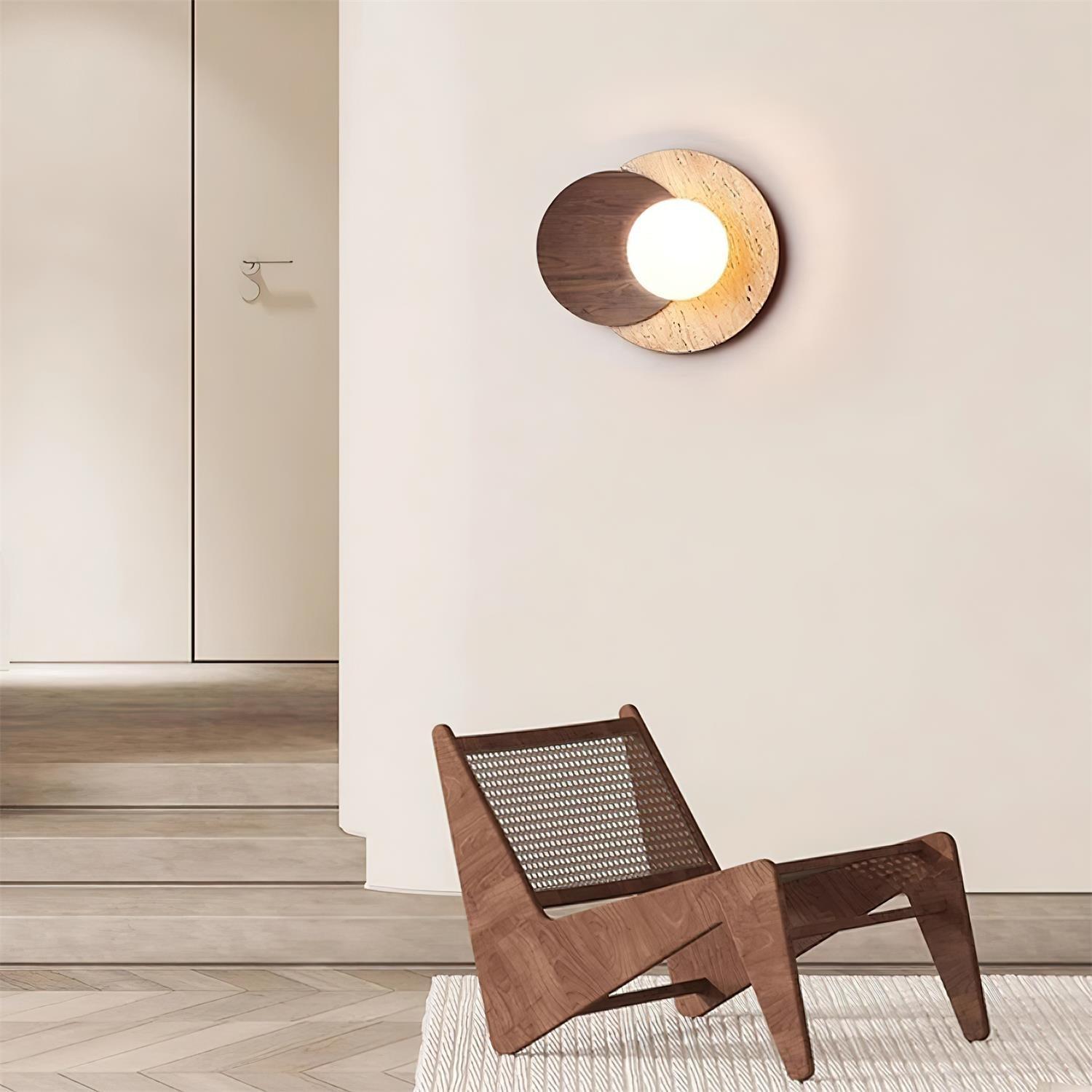 Applique murale moderne Milton en Verre Noyer et beige