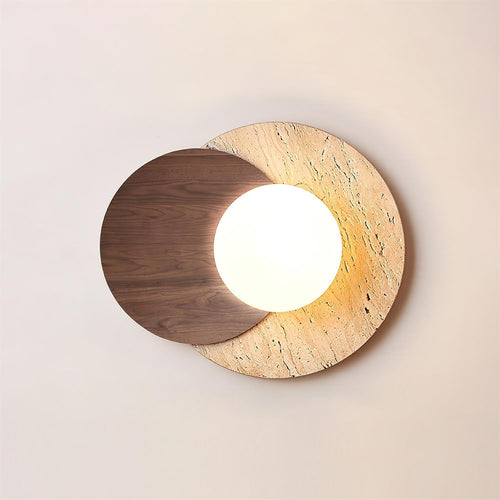 Applique murale moderne Milton en Verre Noyer et beige