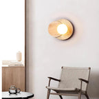 Applique murale moderne Milton en Verre, Travertin jaune Bois et beige