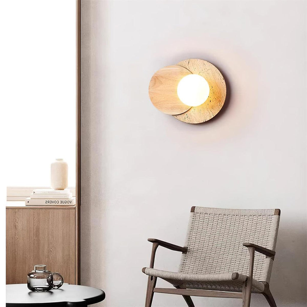 Applique murale moderne Milton en Verre Noyer et beige