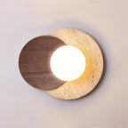 Applique murale moderne Okko en Travertin Bois et beige