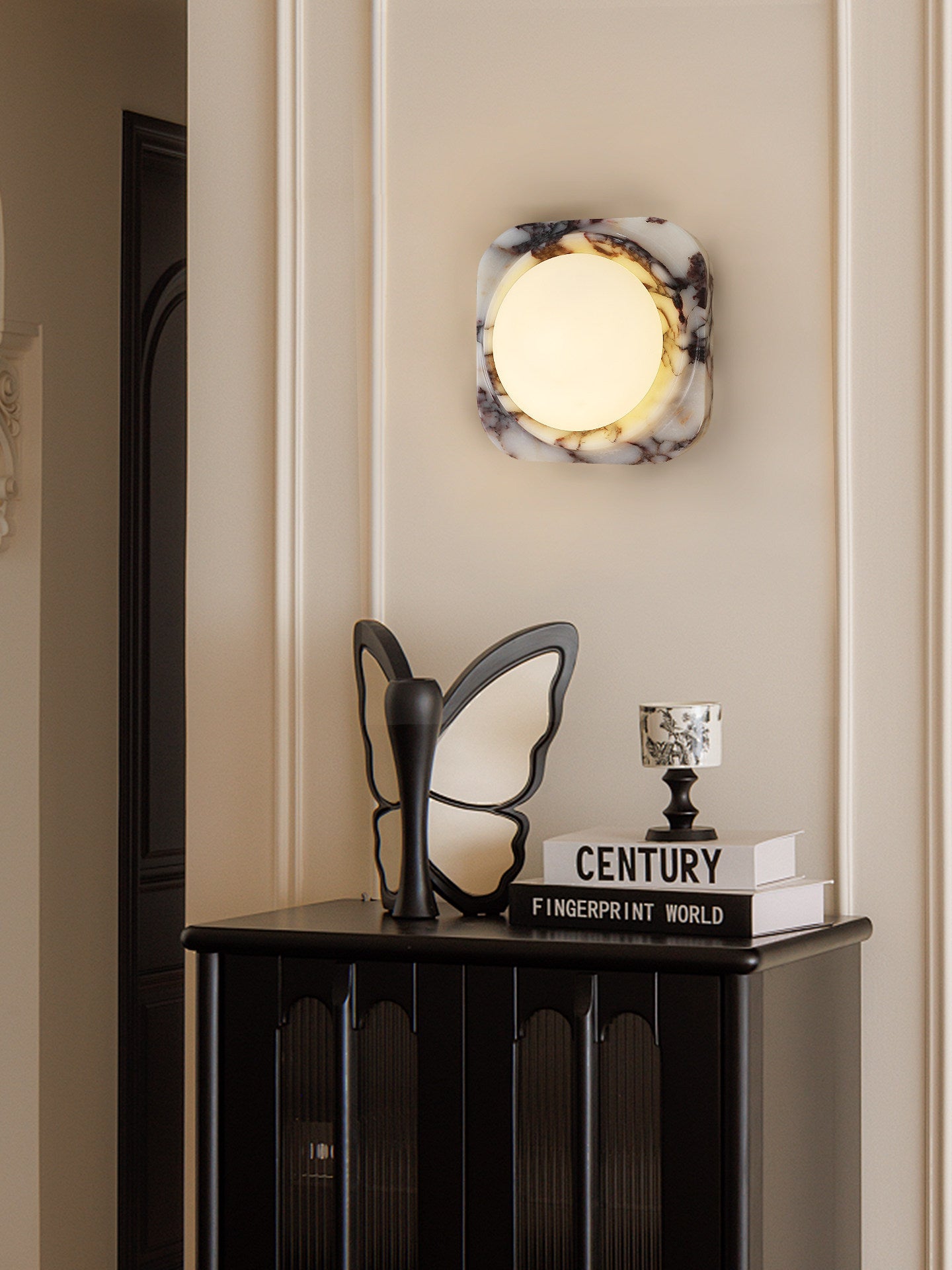 Applique murale moderne Mico en Marbre Bulgari et blanc