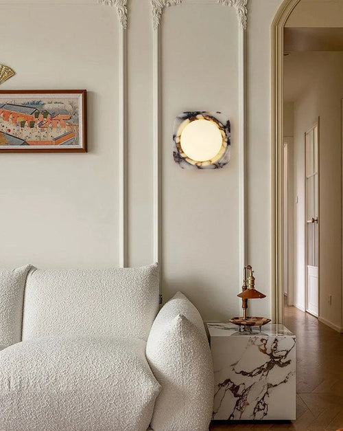 Applique murale moderne Mico en Marbre Bulgari et blanc
