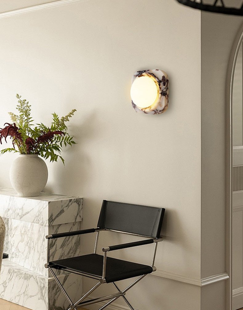 Applique murale moderne Mico en Marbre Bulgari et blanc
