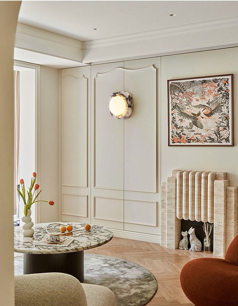 Applique murale moderne Mico en Marbre Bulgari et blanc