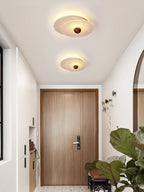 Plafonnier moderne Borgr en Noyer et travertin jaune