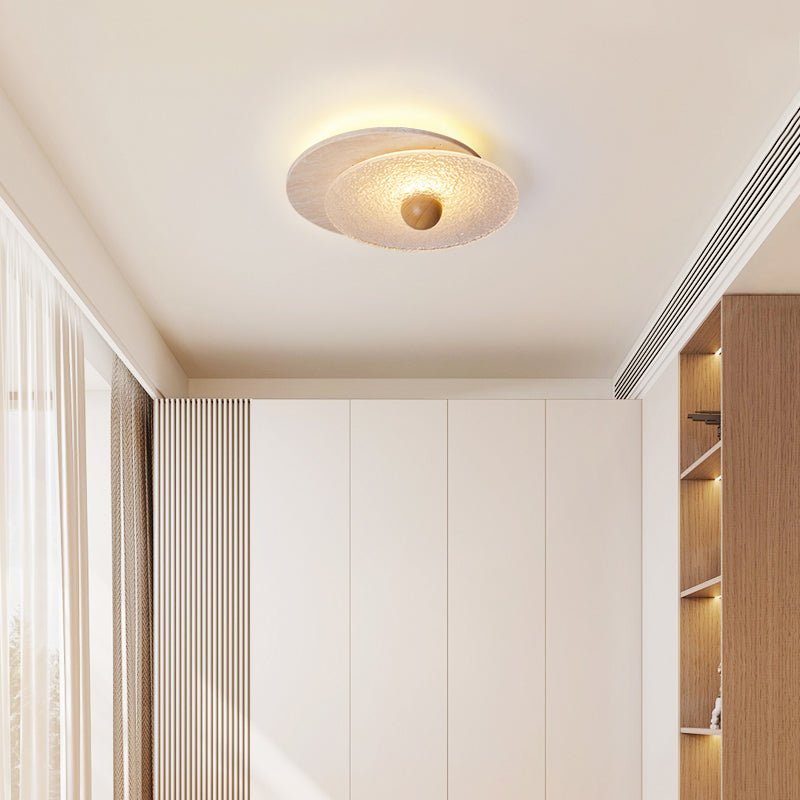 Plafonnier moderne Borgr en Bois et travertin jaune
