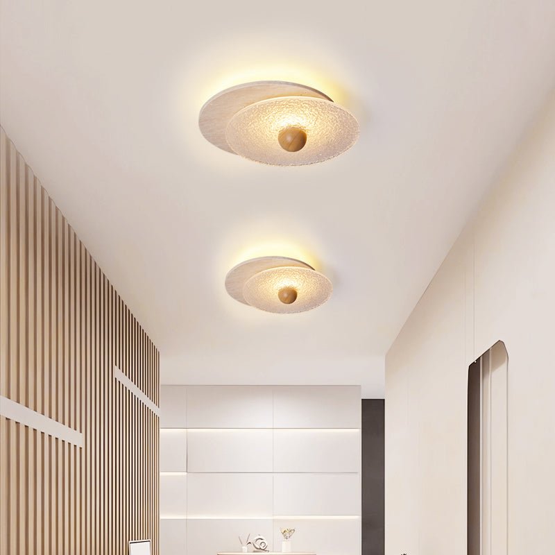 Plafonnier moderne Borgr en Noyer et travertin jaune