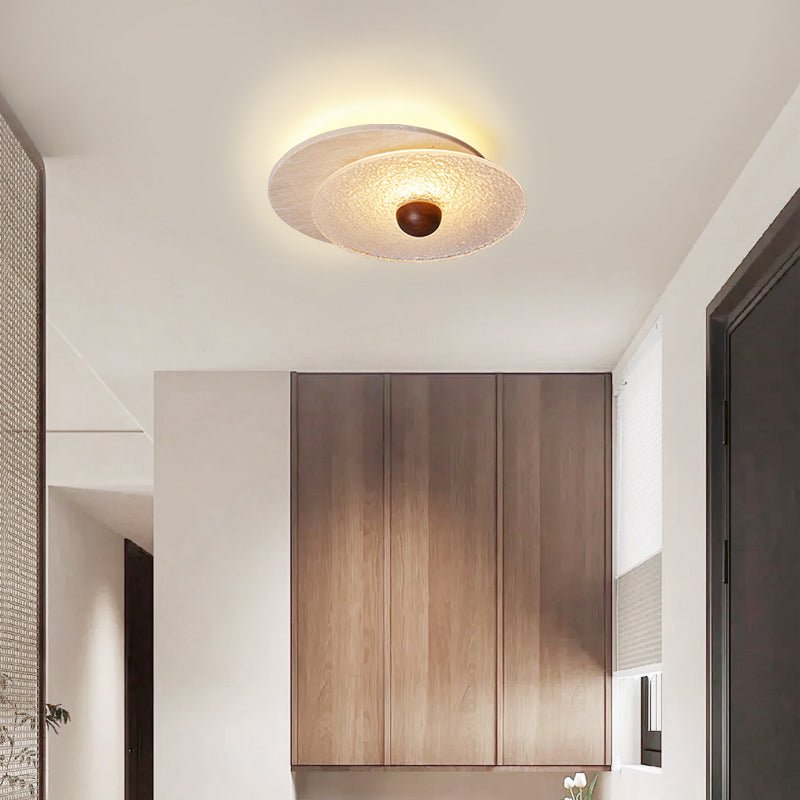 Plafonnier moderne Borgr en Bois et travertin jaune