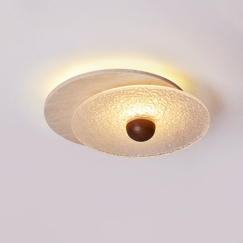 Plafonnier moderne Borgr en Noyer et travertin jaune