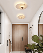 Plafonnier moderne Borgr en Bois et travertin jaune