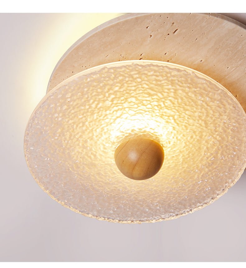 Plafonnier moderne Borgr en Noyer et travertin jaune