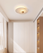 Plafonnier moderne Borgr en Noyer et travertin jaune