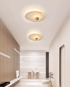 Plafonnier moderne Borgr en Bois et travertin jaune