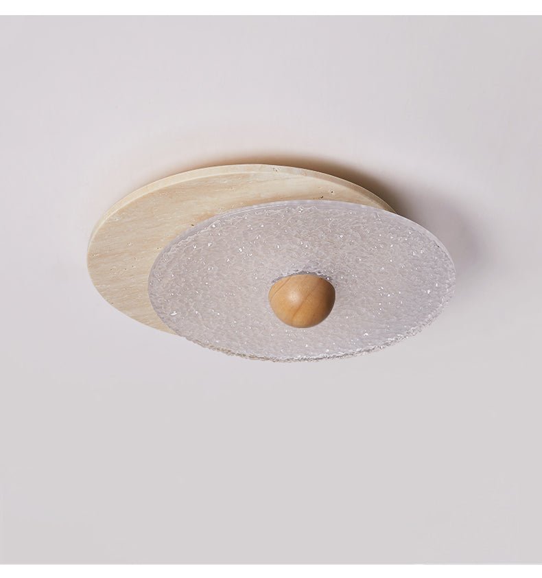 Plafonnier moderne Borgr en Noyer et travertin jaune
