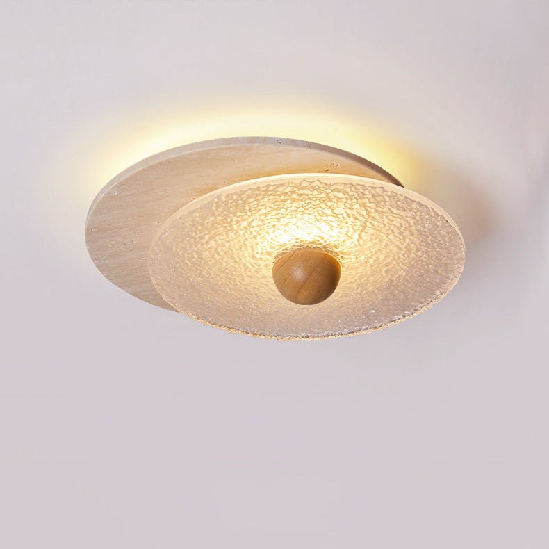 Plafonnier moderne Borgr en Bois et travertin jaune