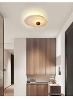 Plafonnier moderne Borgr en Noyer et travertin jaune